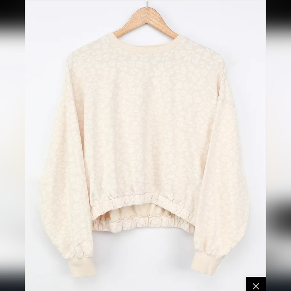 Mason Cream Leapord Print Pullover Sweatshirt